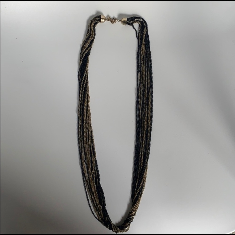 Gold and black braided chain necklace